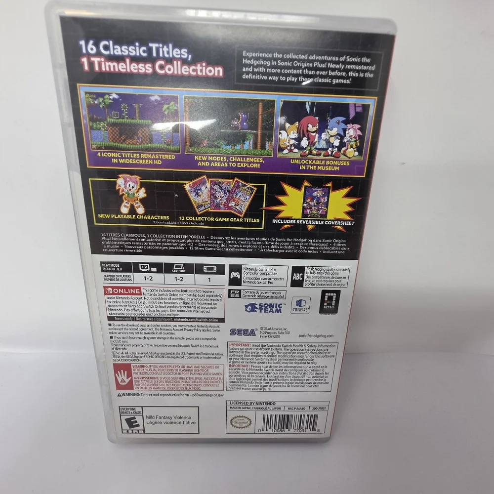 Sonic Origins Plus for the Nintendo Switch